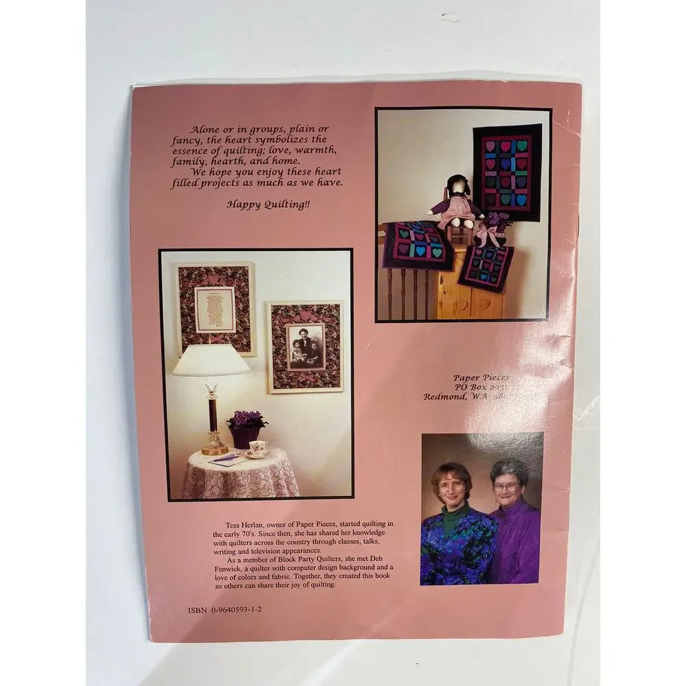 Loving Pieces Quilt Booklet Pattern Pieces Heart Kit Plastic Quilting Templates
